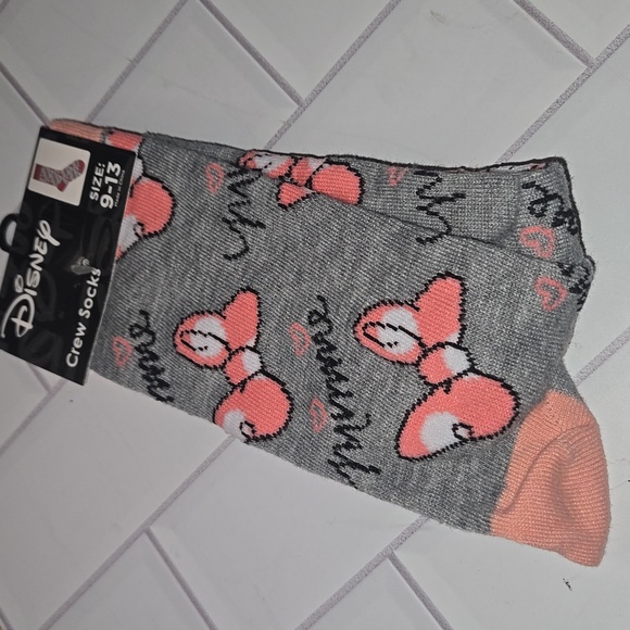 Disney Other - Disney Minnie Mouse Gray and Pink Casual Socks